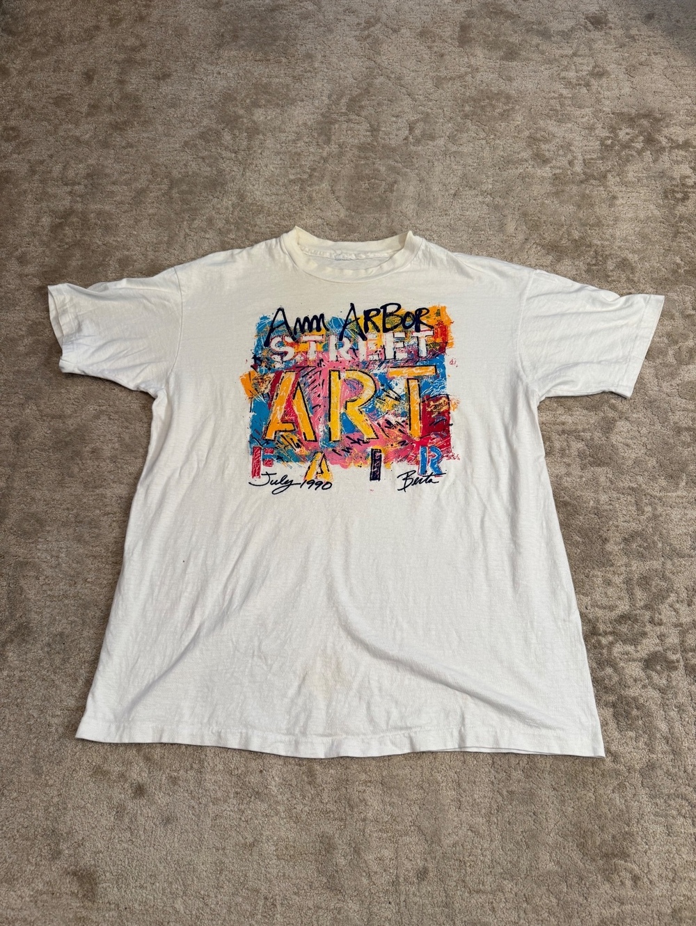 Vintage 1990 Ann Arbor Street Art Fair Berta T Shirt Single Stitch Art Tee XL